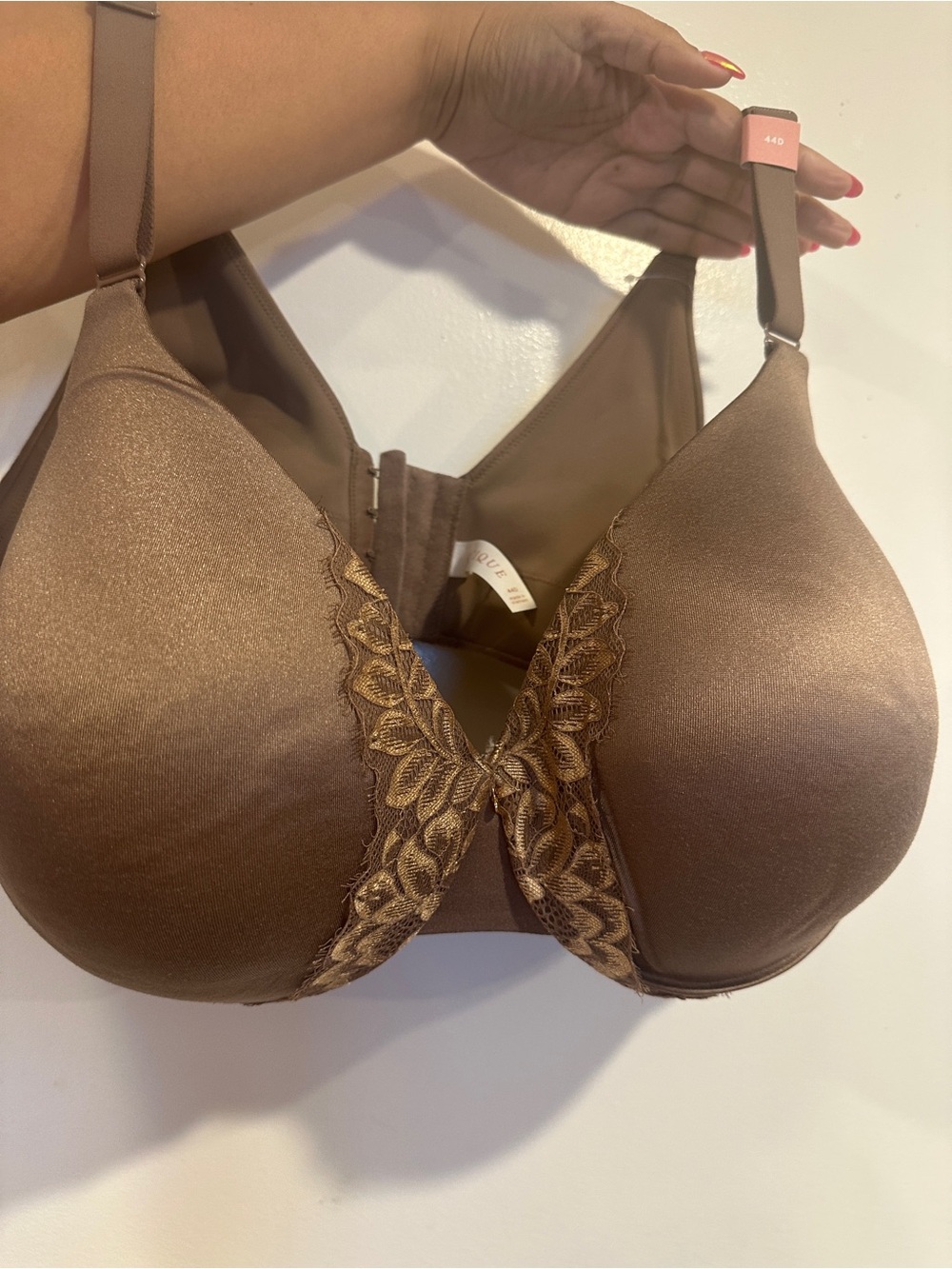 Cacique Brown Lace-Trim Full Coverage Bra